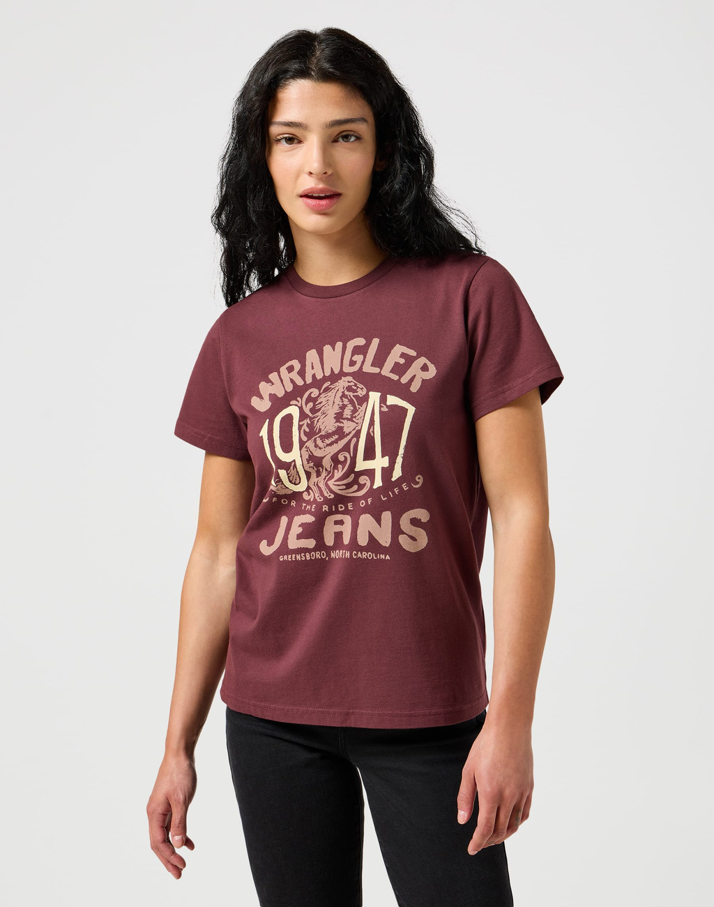 WRANGLER DAMSKA KOSZULKA WRANGLER GRAPHIC TEE DAHLIA 112356427