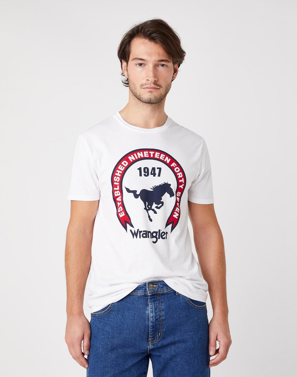 MĘSKI T-SHIRT WRANGLER SS AMERICANA TEE WHITE W7AGD3989 112131338