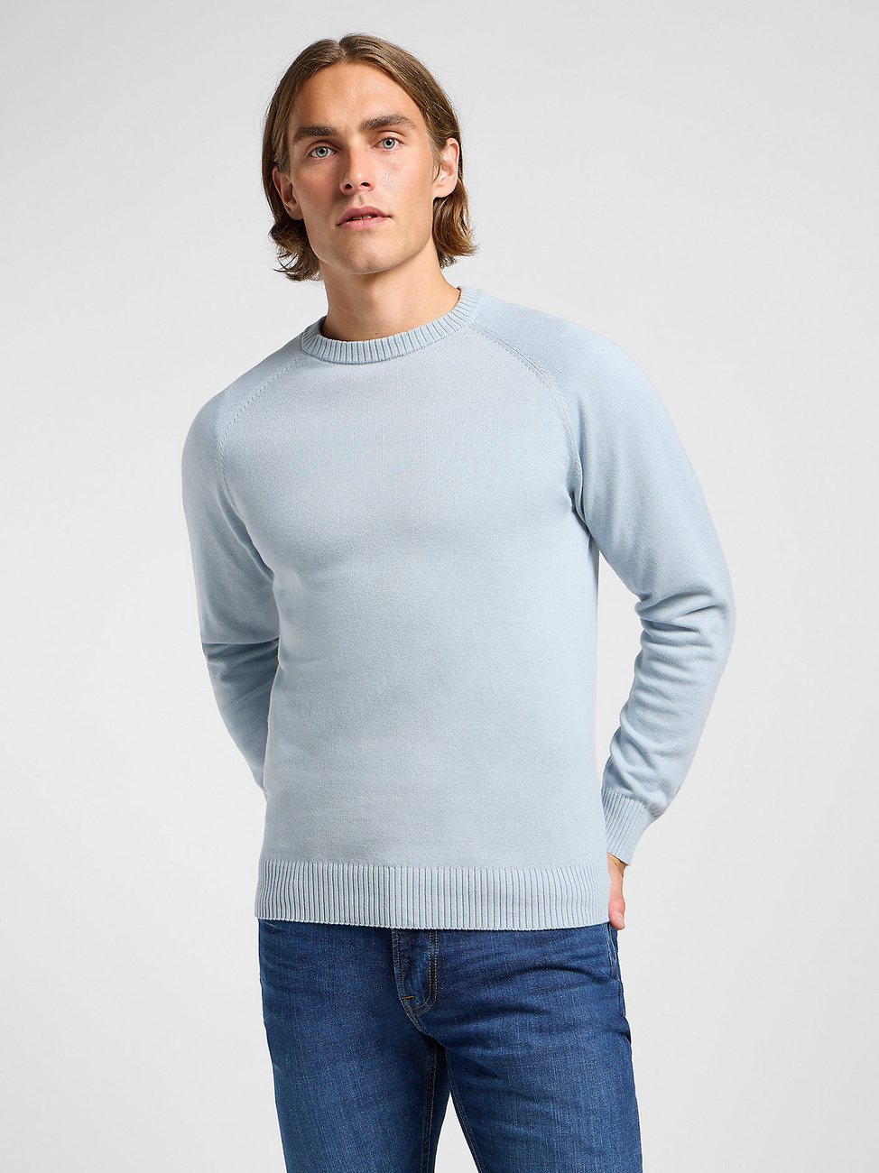 LEE MĘSKI SWETER LEE CLEAN RAGLAN SWEATER CONCRETE GRAY 112363891