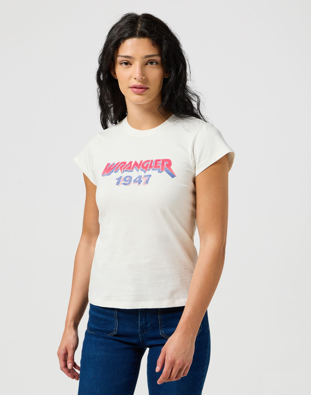 WRANGLER DAMSKA KOSZULKA WRANGLER SHRUNKEN BAND TEE WORN WHITE 112355334