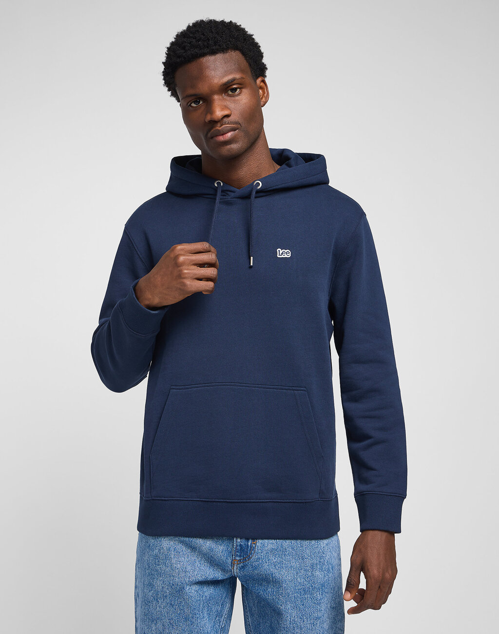 LEE PLAIN HOODIE MĘSKA BLUZA Z KAPTUREM NIEROZPINANA NAVY L80YFW35 112333648