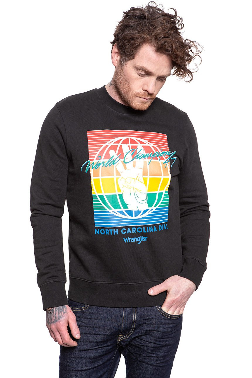 BLUZA WRANGLER GLOBE SWEAT FADED BLACK W6C5HXXV6 112130708