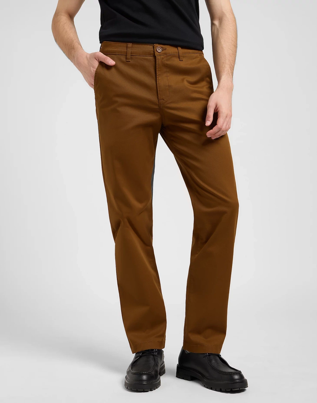 MESKIE SPODNIE LEE REGULAR CHINO QUAIL BROWN 112370608