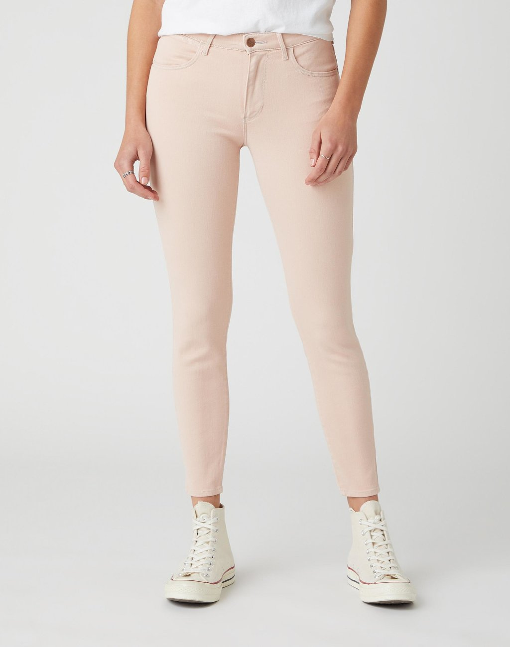 DAMSKIE SPODNIE JEANSOWE WRANGLER SKINNY CROP NATURAL PINK W28M-JT-30L 112128465