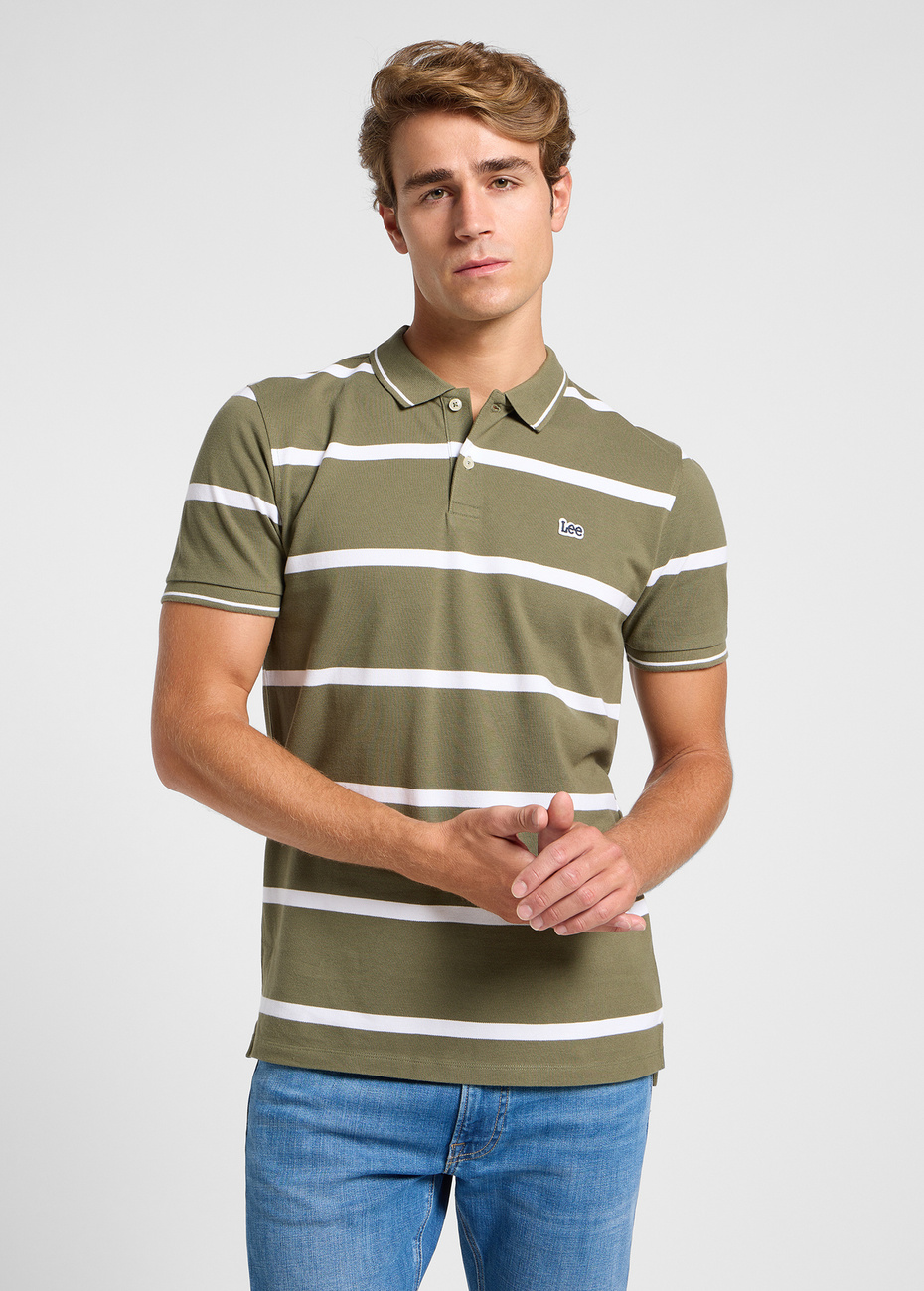 MESKA KOSZULKA LEE PIQUE POLO MERCANTILE GREEN STRIPE 112363858