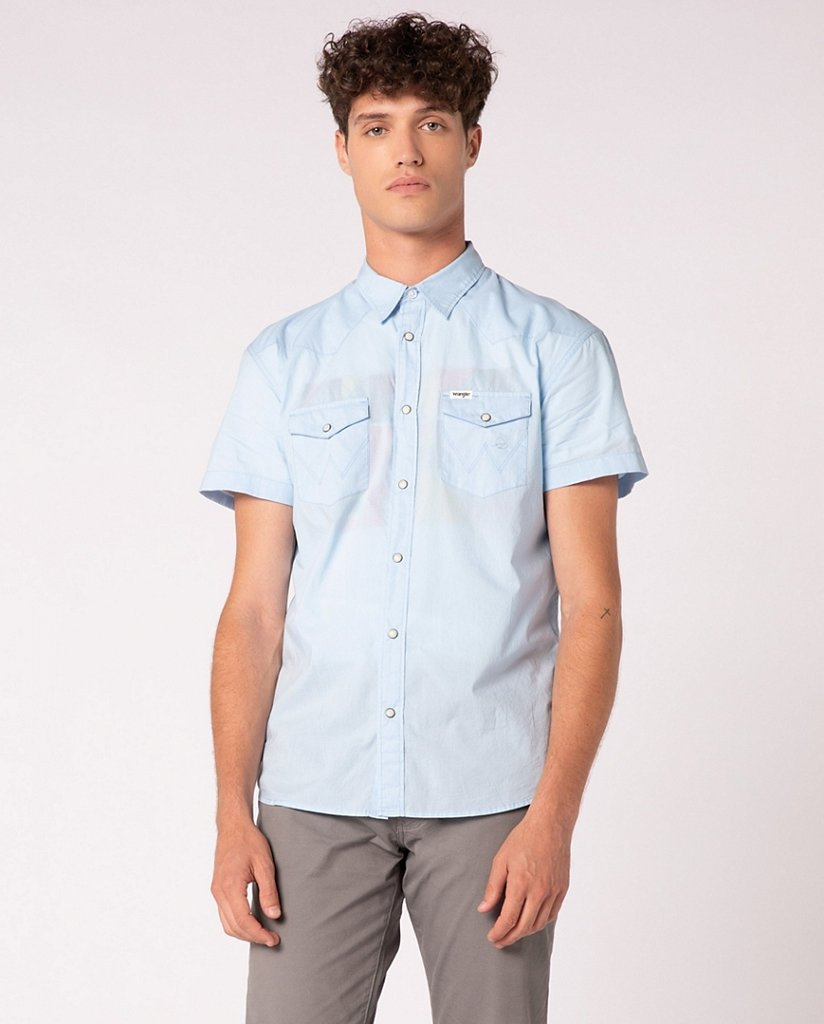 WRANGLER SS WESTERN SHIRT CERULEAN BLUE W5J06SXVT 112130153