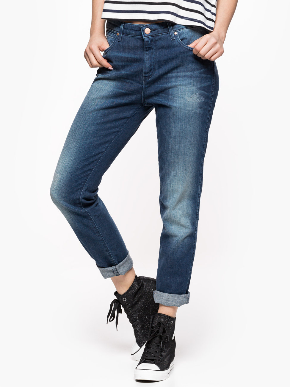 WRANGLER BOYFRIEND DAMSKIE SPODNIE JEANSOWE VINTAGE BLUE W27M9185R 112128162