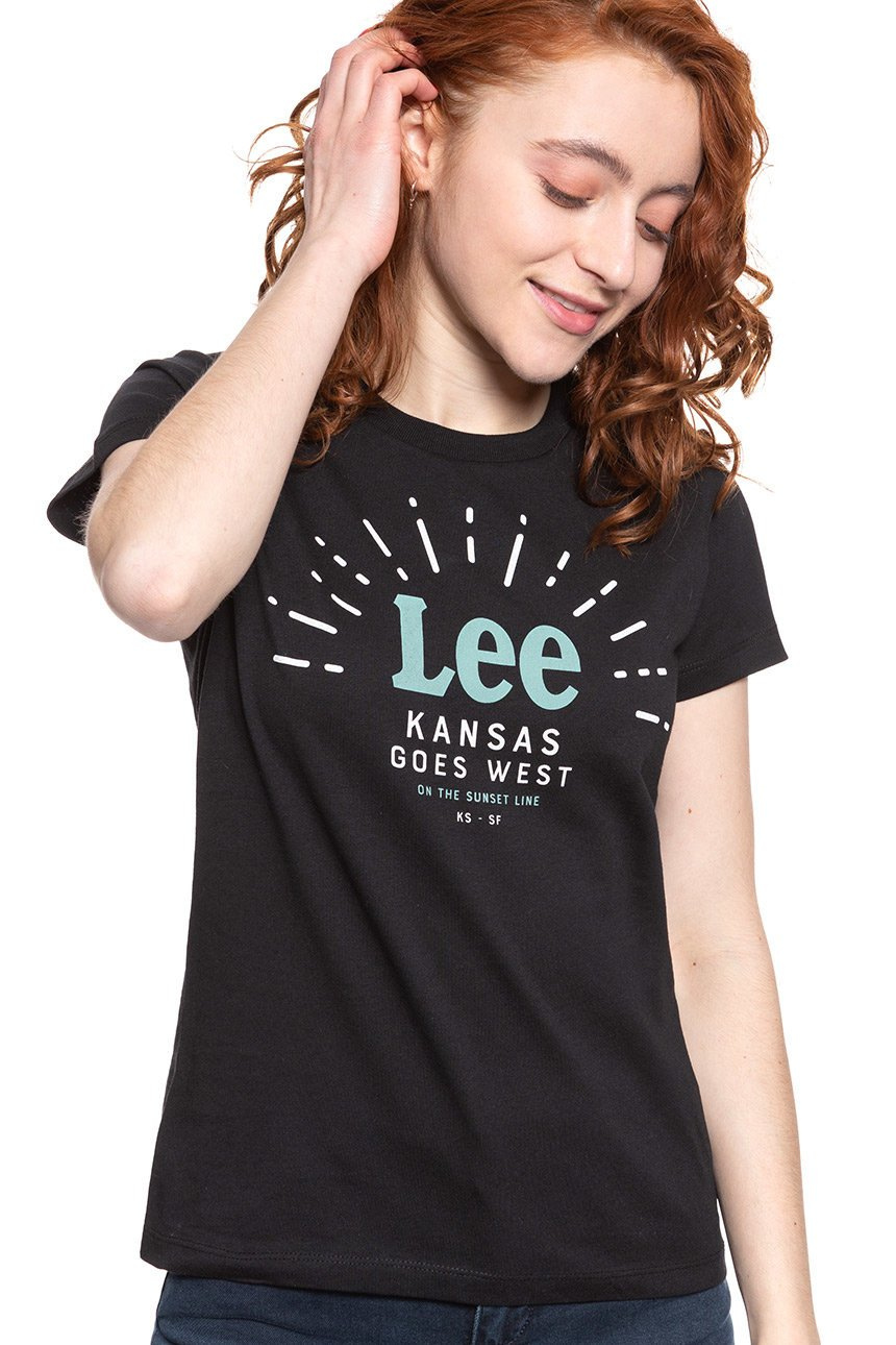 LEE T SHIRT DAMSKI SEASONAL LOGO TEE BLACK L42YRE01 112109518