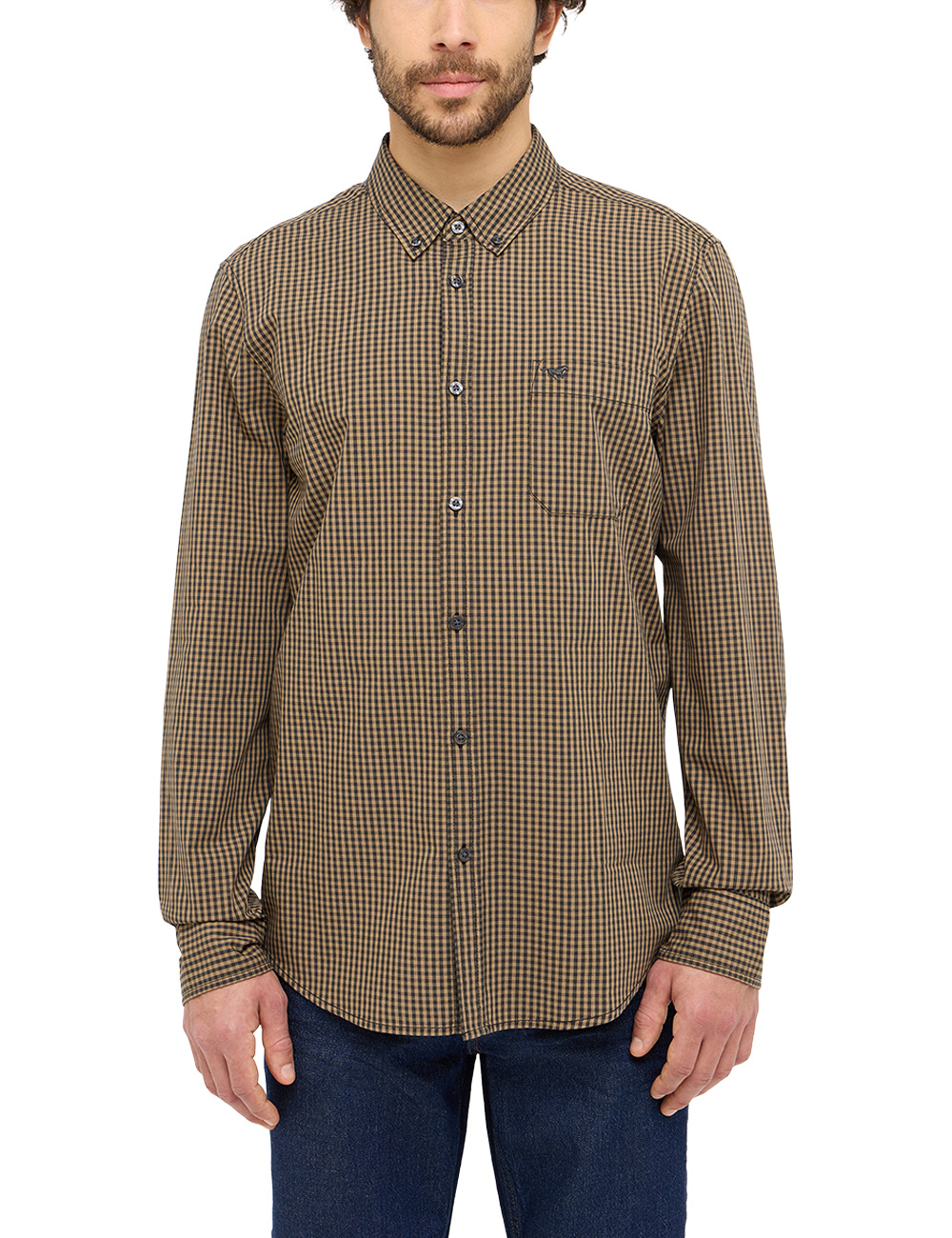 Męska Koszula Mustang Style Chester Gingham Check Brown Navy 1016087 12690