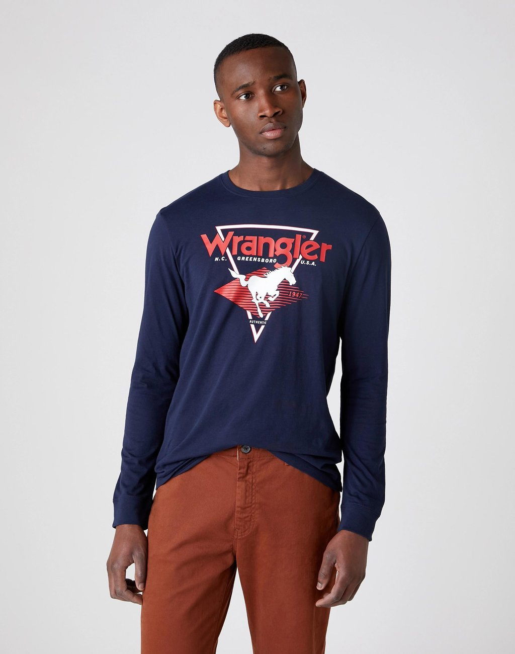 MĘSKI LONGSLEEVE WRANGLER LS MODERN AMERICANA NAVY W7G0D3114 112131821
