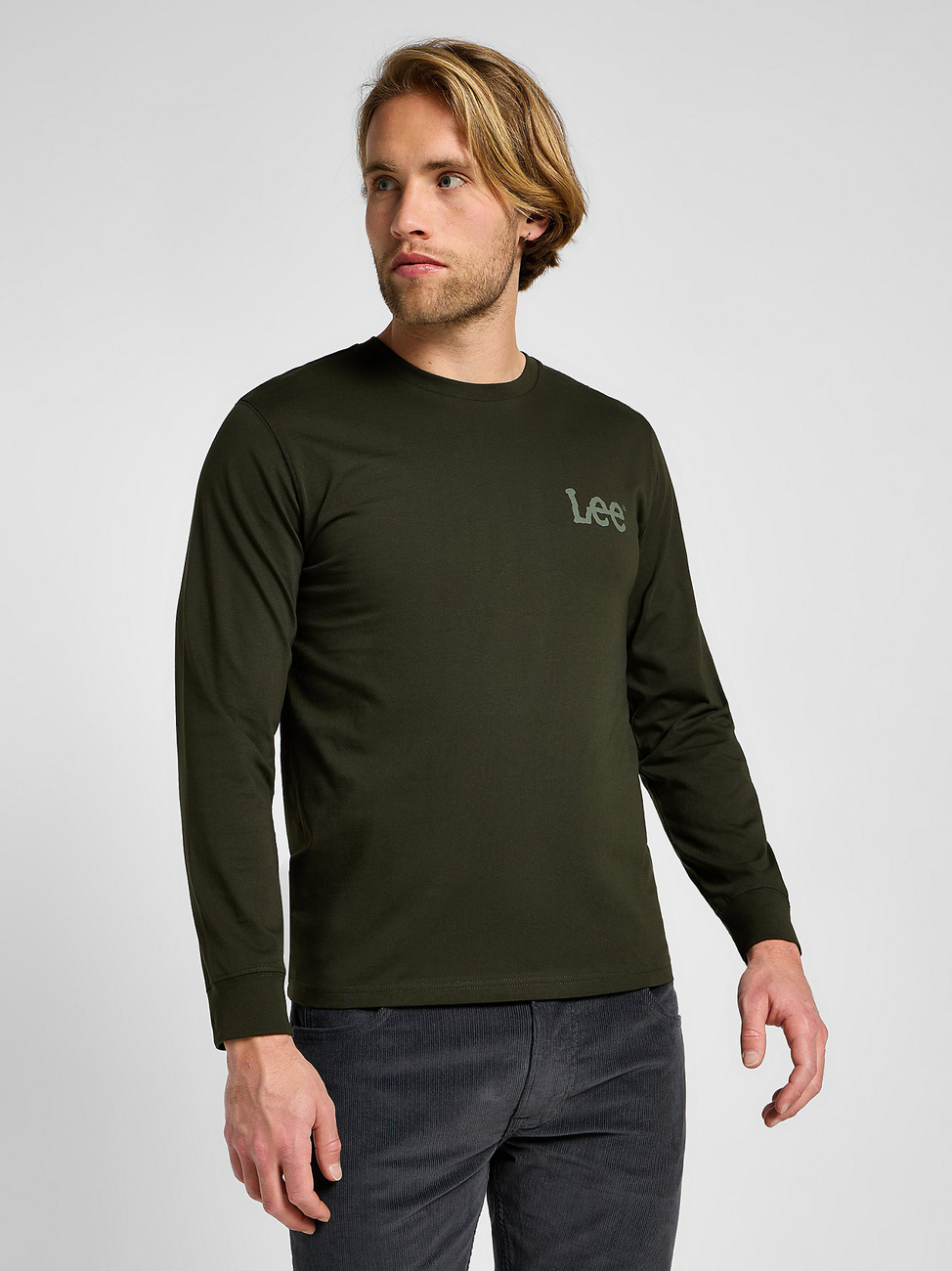 LEE MĘSKA KOSZULKA LONGSLEEVE LEE LS MED WOBLLY LEE OLIVE NIGHT 112355592