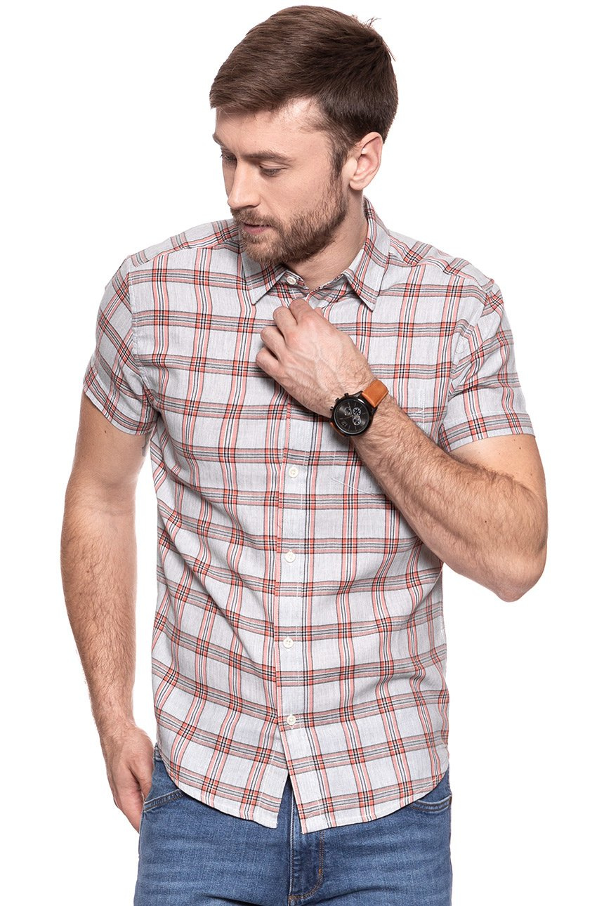 KOSZULA MĘSKA KRÓTKI RĘKAW WRANGLER SS 1PKT GLOW ORANGE W58606E48 112129492