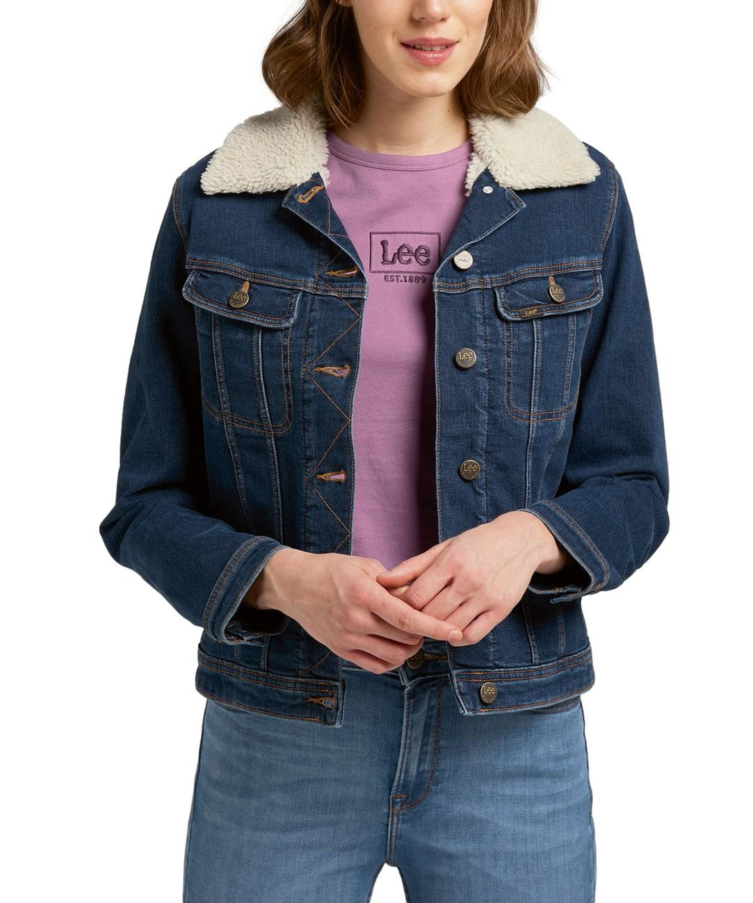 LEE SHERPA RIDER DAMSKA KURTKA DARK BLUE L54VSQZG 112319223