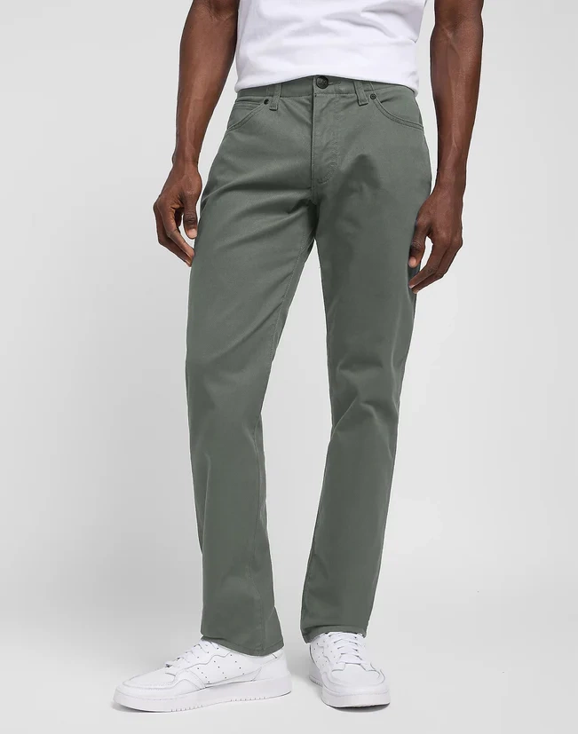 MESKIE SPODNIE MATERIALOWE LEE STRAIGHT FIT MVP OLIVE GROVE 112349250