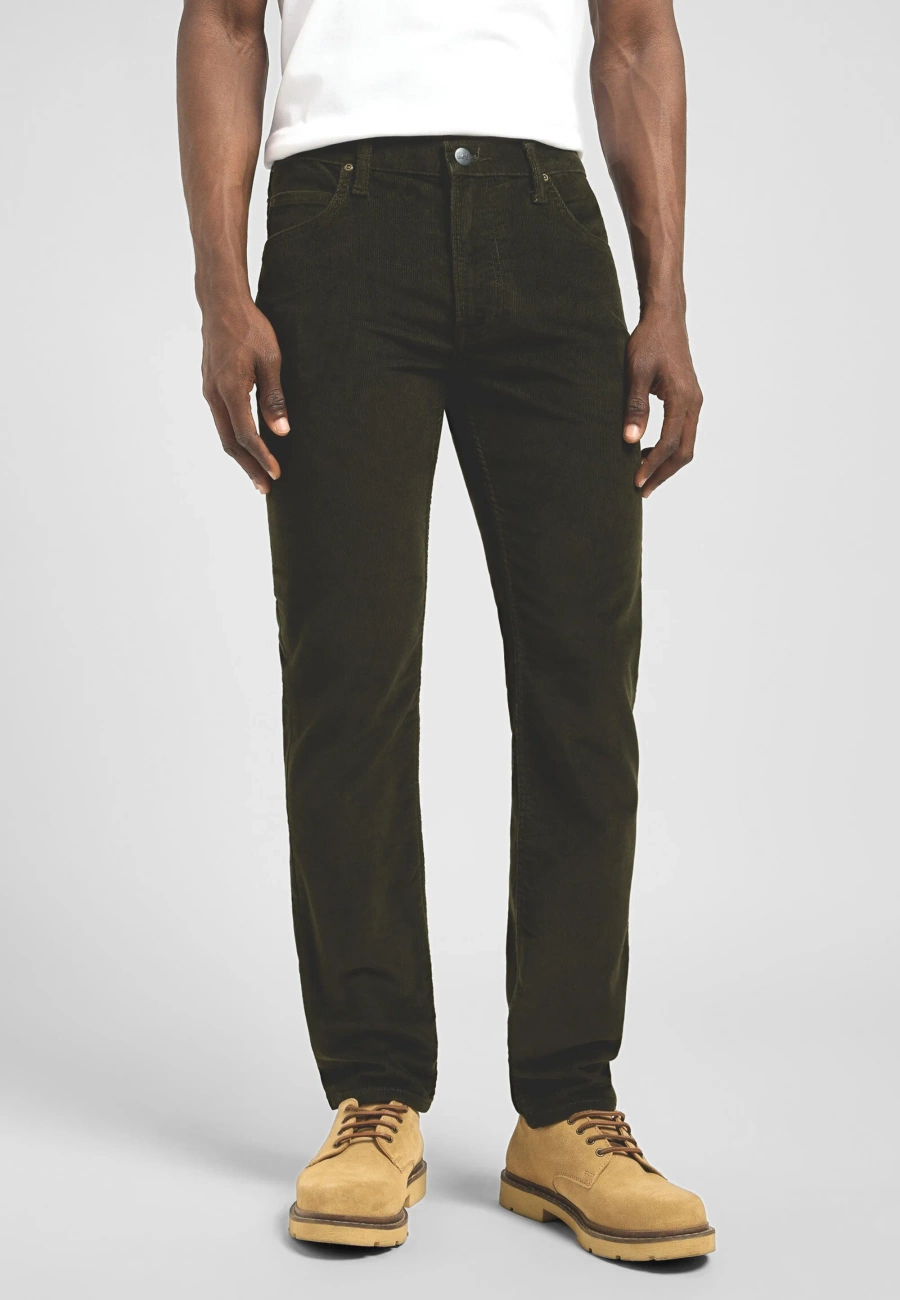 MESKIE SPODNIE SZTRUKSOWE LEE RIDER OLIVE NIGHT 112370641