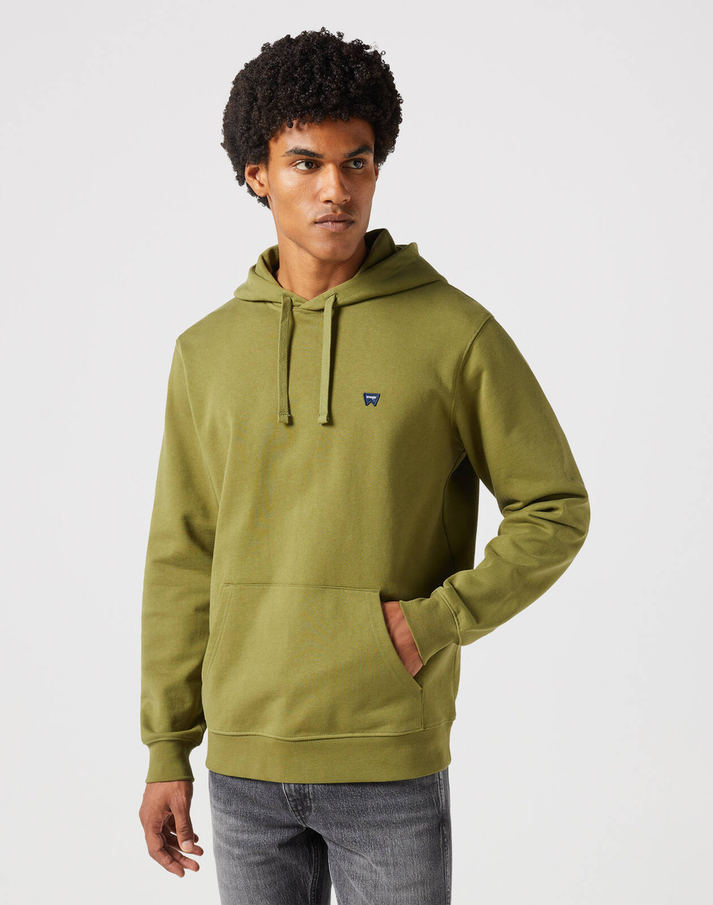 WRANGLER SIGN OFF HOODIE MĘSKA BLUZA Z KAPTUREM NIEROZPINANA DUSTY OLIVE 112350546 W651017998