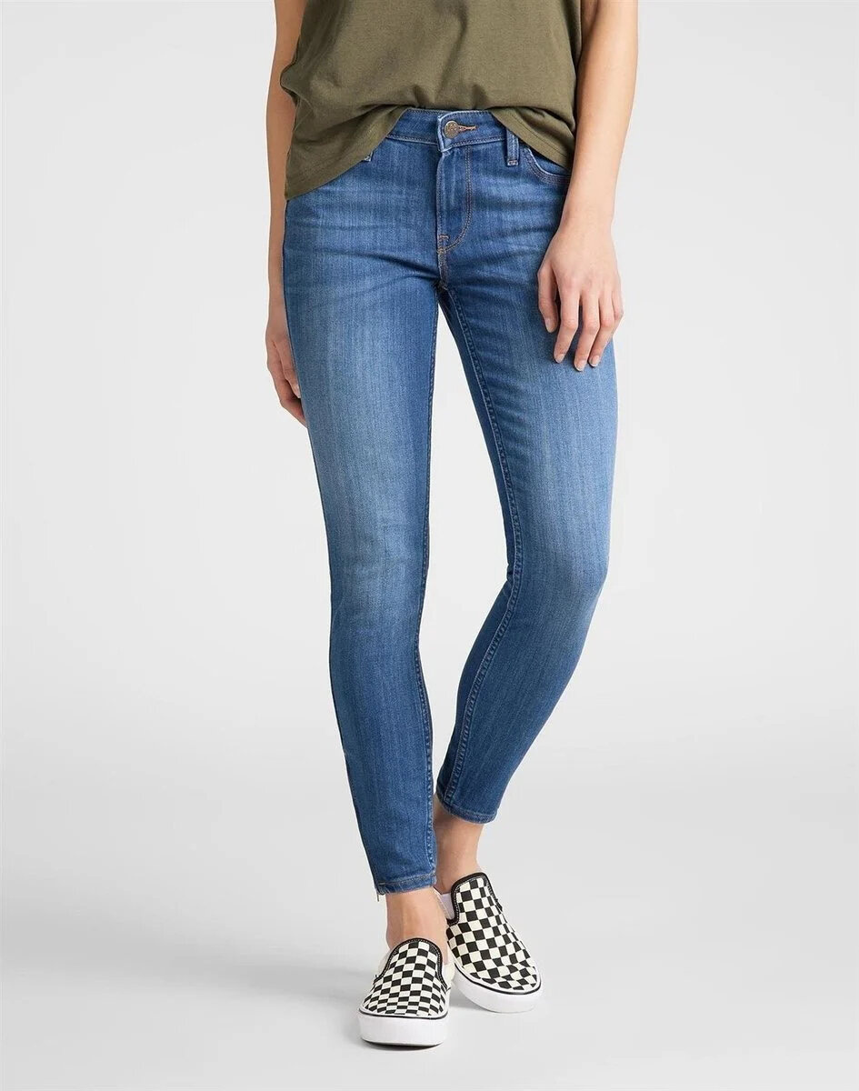 LEE SCARLETT CROPPED DAMSKIE SPODNIE JEANSOWE JEANSY DŻINSY RURKI 112106375