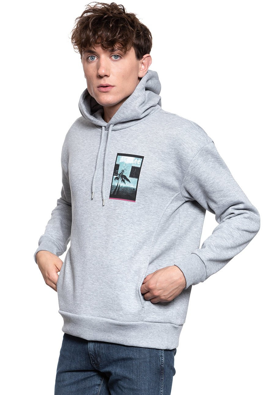 BLUZA LEE GRAPHIC RELAXED HOOD GREY MELE L82YTTMP 112122266