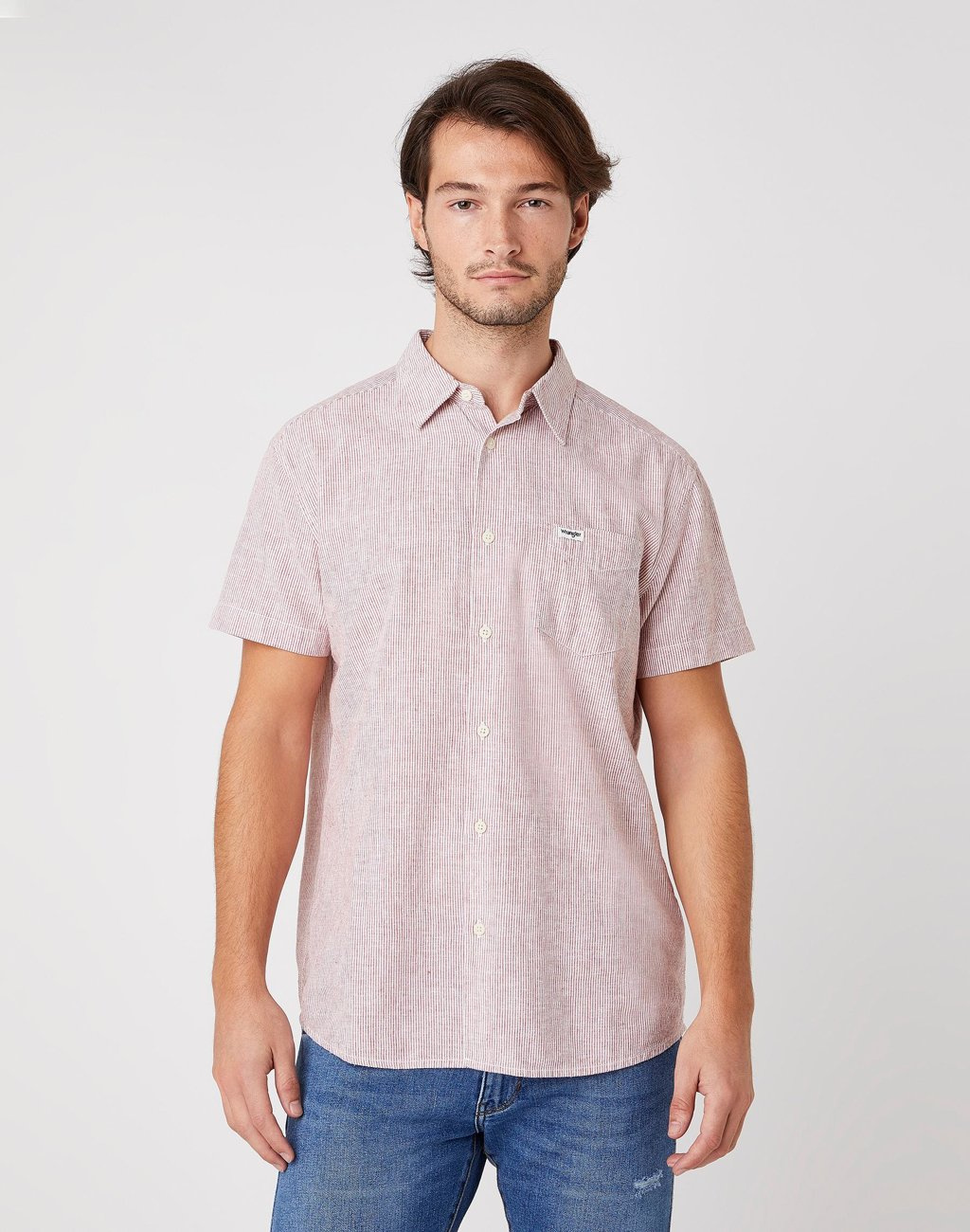 KOSZULA MĘSKA WRANGLER SS 1PKT SHIRT BARN RED W5J6OFXER 112130187