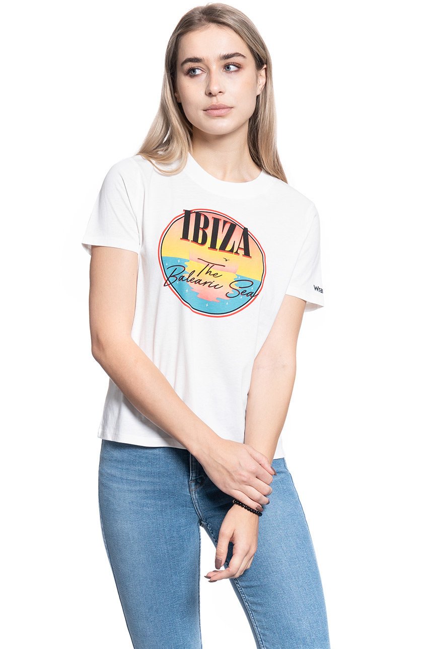 DAMSKA KOSZULKA WRANGLER HIGH RIB REGULAR TEE OFF WHITE W7N9EV737 112131986