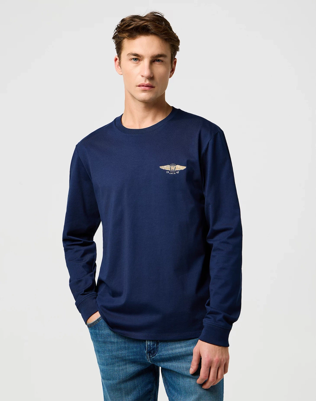 MESKA KOSZULKA WRANGLER LS AMERICANA TEE NAVY 112371469