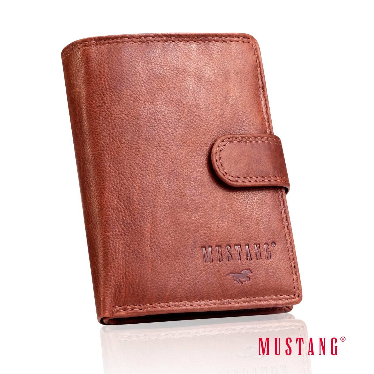 MUSTANG Denimo High Wallet Side Opening With Button SKÓRZANY PORTFEL POJEMNY NA KARTY PREMIUM
