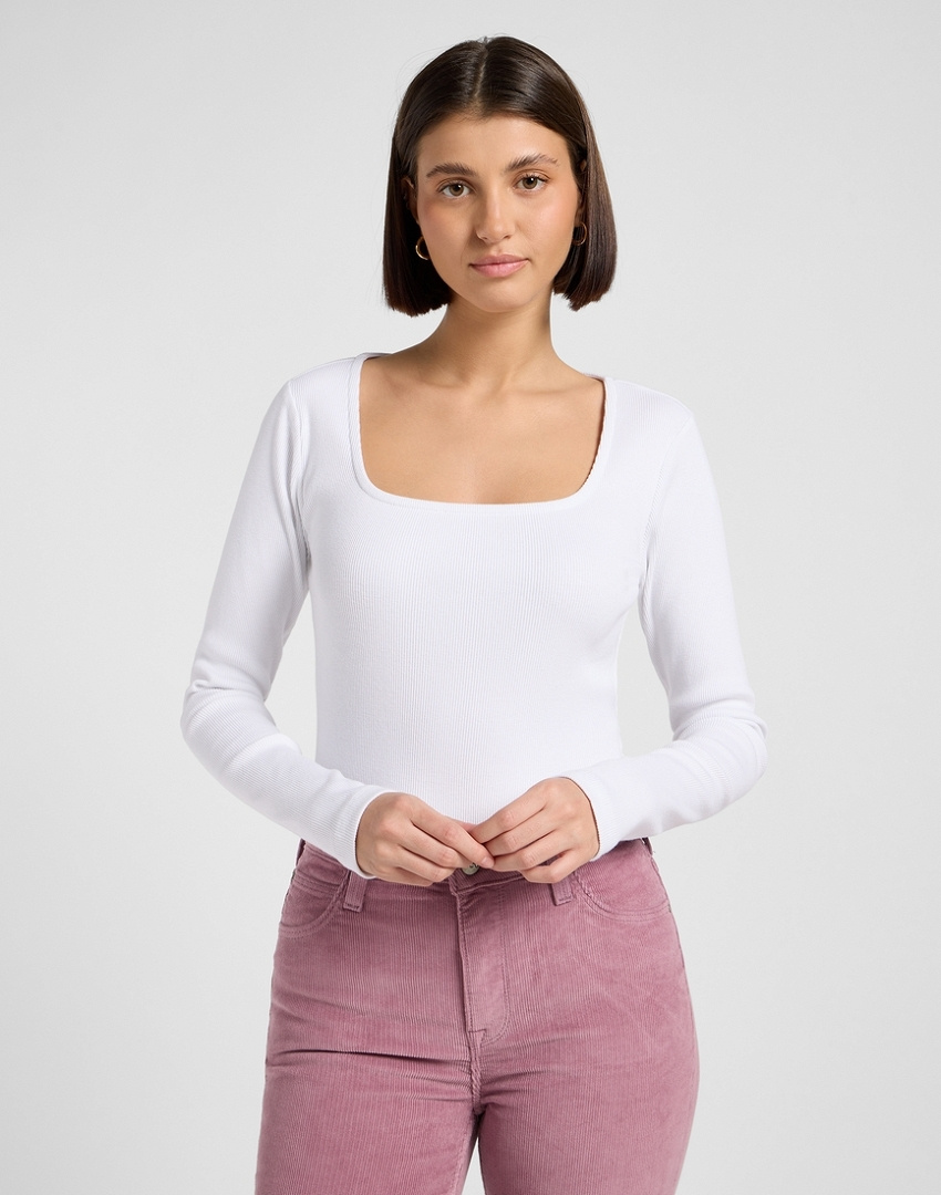 DAMSKA KOSZULKA LEE LS SQUARE NECK BRIGHT WHITE 112370952