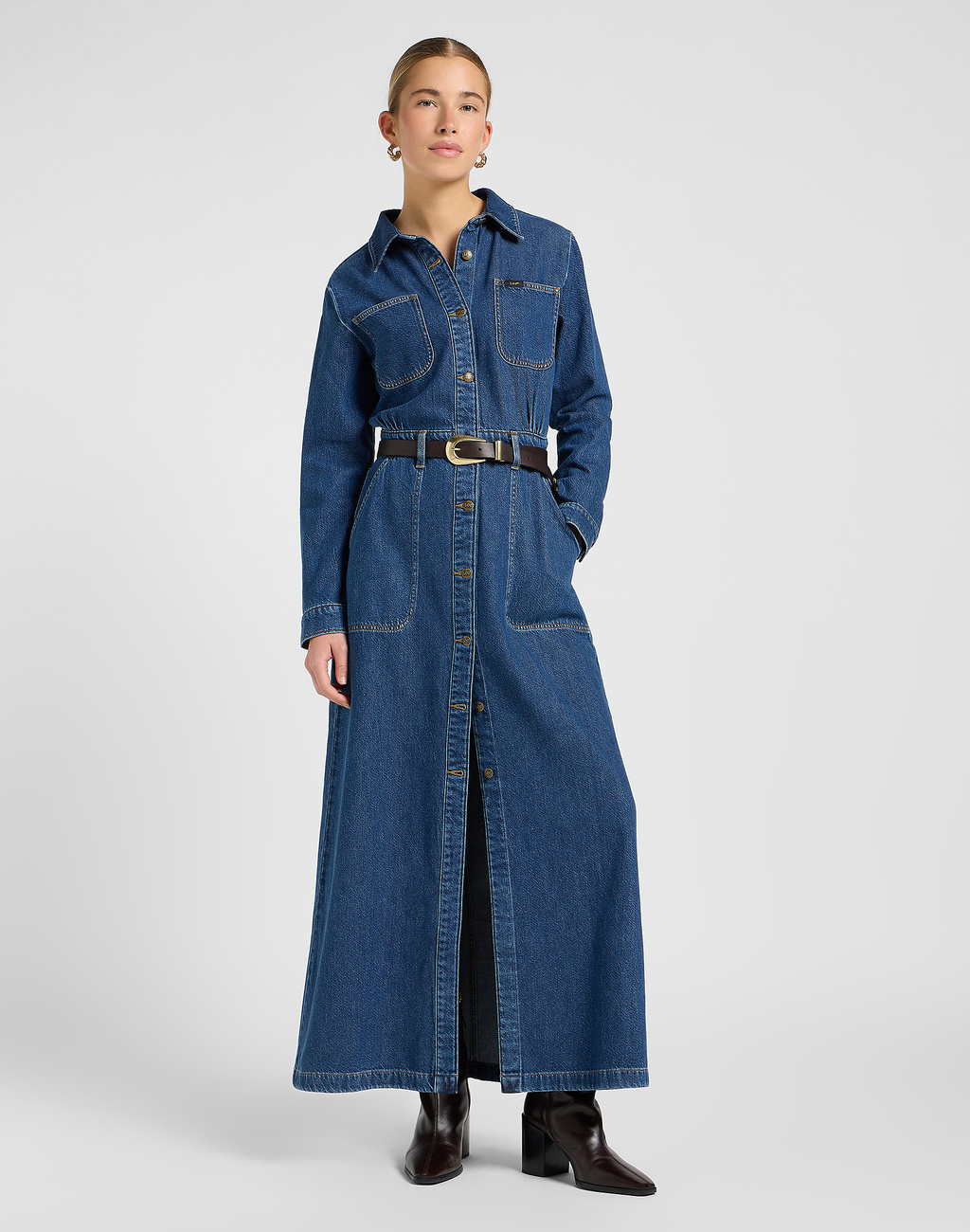 DAMSKA SUKIENKA JEANSOWA LEE MAXI DENIM UTILITY DRESS TIME OF OUR LIFE 112370993