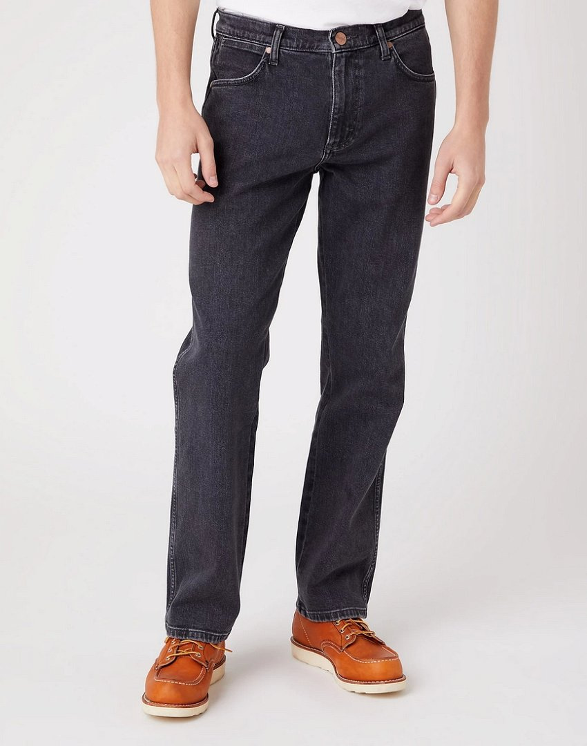 WRANGLER TEXAS MĘSKIE SPODNIE JEANSOWE WEATHERED BLACK W1218913P 112324514