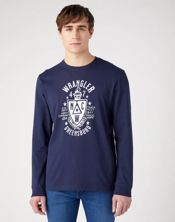 LEE AMERICANA TEE MĘSKA KOSZULKA Z DŁUGIM RĘKAWEM LONGSLEEVE NAVY 112341144 W70Q011976