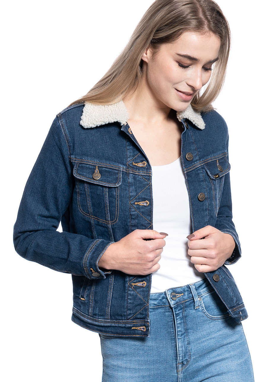 DAMSKA KURTKA JEANSOWA LEE SHERPA RIDER DARK SIDNEY L54VSGQK 112112999