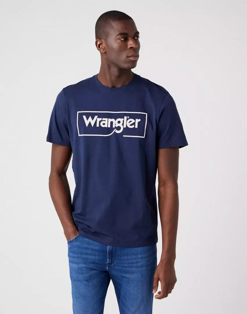 WRANGLER FRAME LOGO TEE MĘSKI T-SHIRT KOSZULKA NADRUK NAVY W70JD3114 112320768