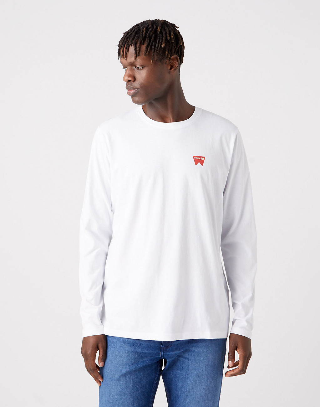 WRANGLER LS SIGN OFF TEE MĘSKA KOSZULKA Z DŁUGIM RĘKAWEM LOGO WHITE W70KD3989 112320268