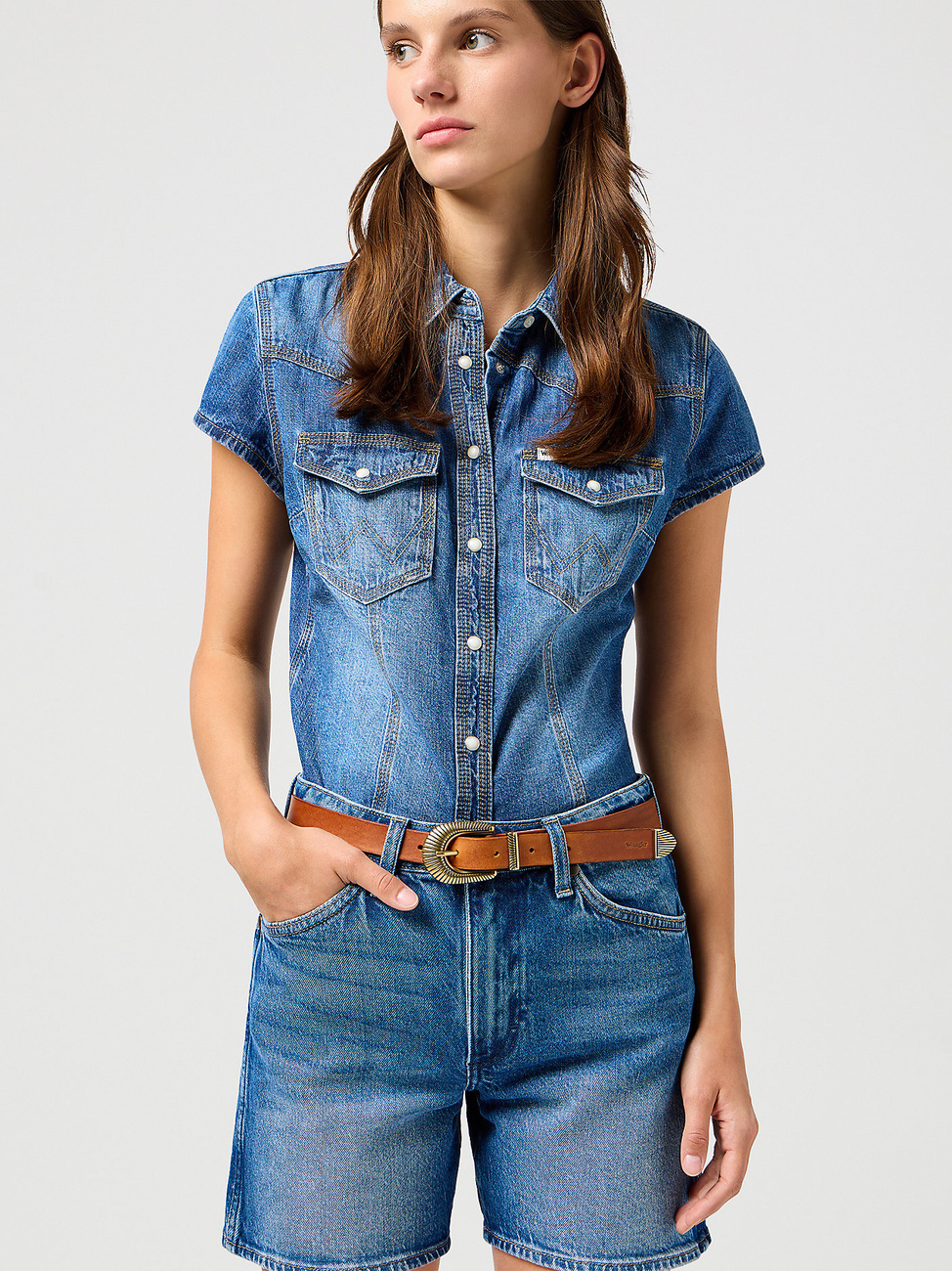 WRANGLER DAMSKI PASEK WRANGLER WESTERN SUN BELT COGNAC 112365364