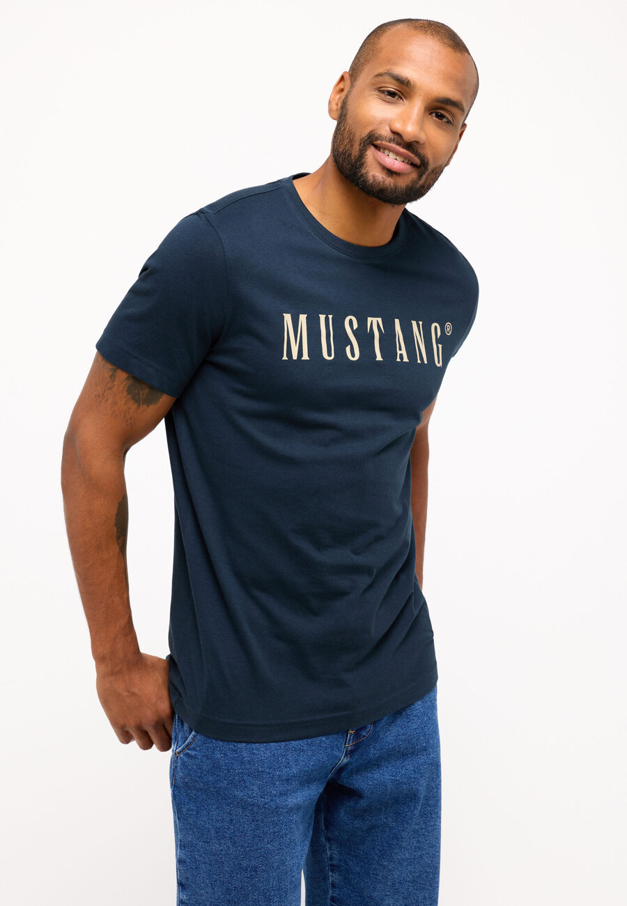MĘSKA KOSZULKA MUSTANG T-shirt LOGO NADRUK Austin Carbon 1014695 4135
