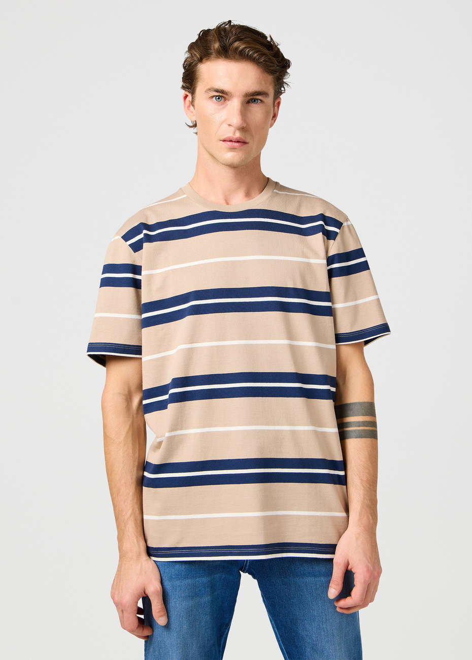 MESKA KOSZULKA WRANGLER STRIPE TEE TIMBERWOLF 112362785