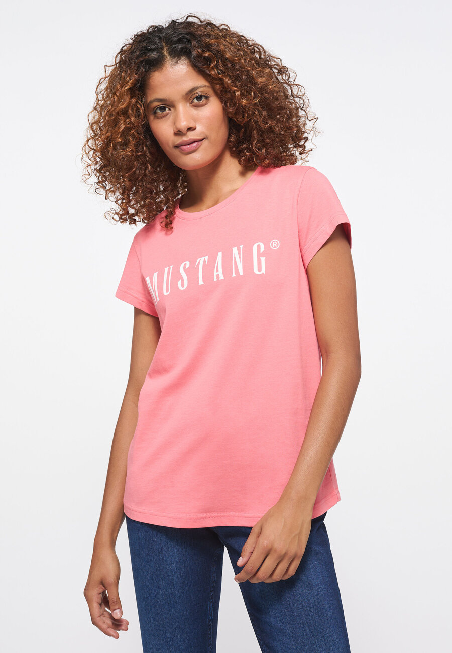MUSTANG Alina C Logo Tee Damski T-shirt Tea Rose 1013222 8142