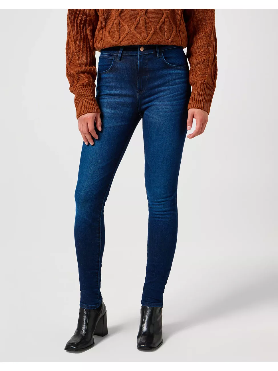 WRANGLER DAMSKIE SPODNIE JEANSOWE HIGH SKINNY SOLSTICE BLUE 112358235 W27H018359