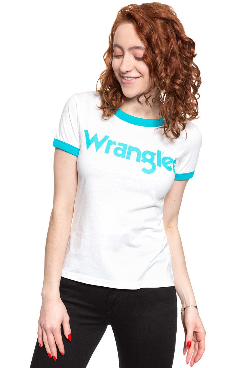 WRANGLER T SHIRT DAMSKI SS RINGER TEE OFF WHITE W7Z3EV737 112132162