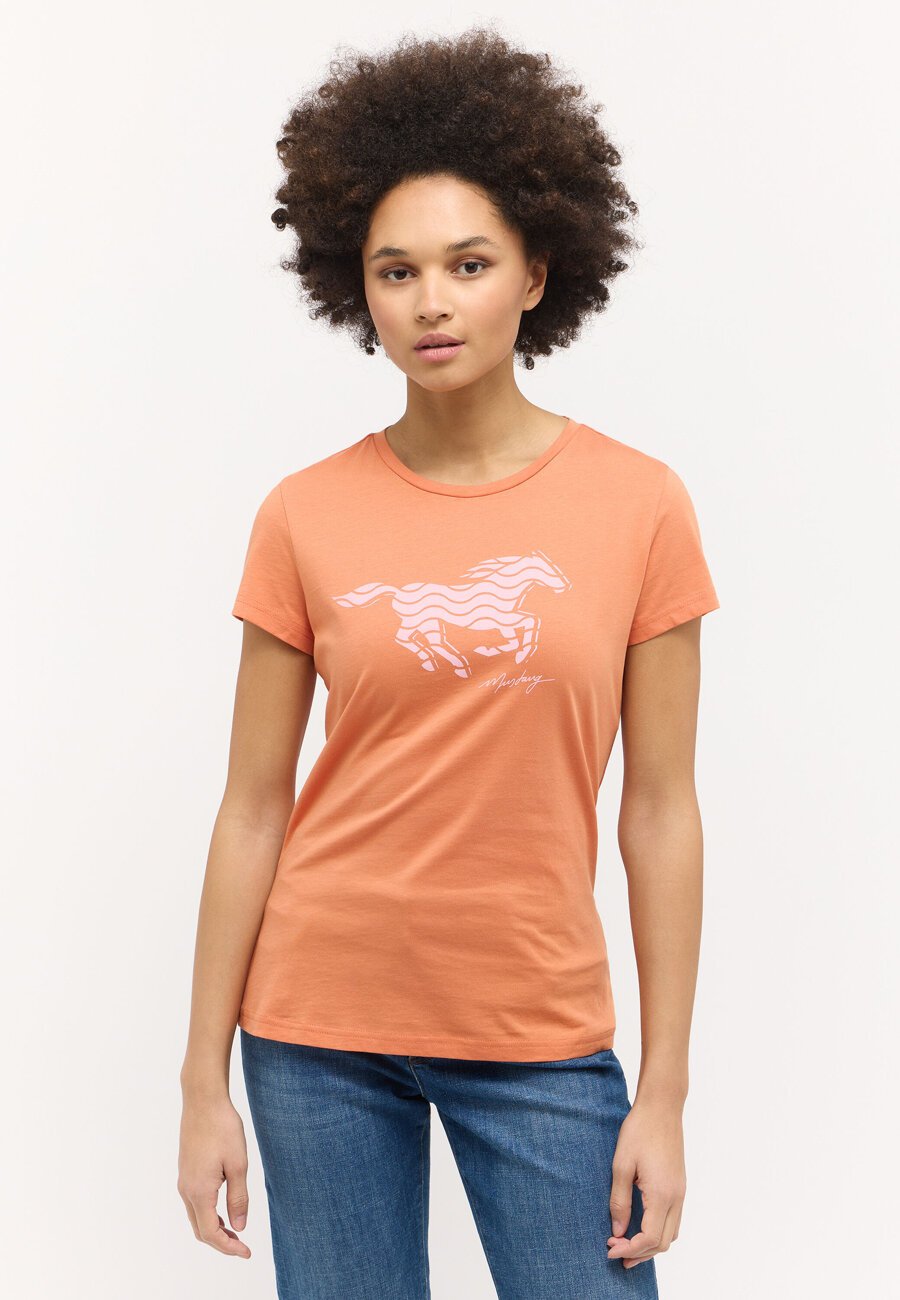 DAMSKA KOSZULKA MUSTANG T-shirty LOGO Loa Dusted Clay 1015161 7265