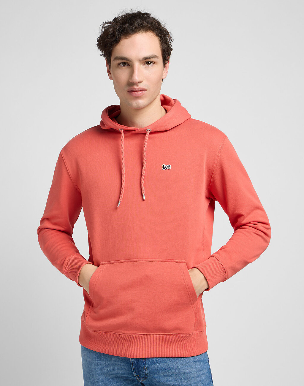 MĘSKA BLUZA Z KAPTUREM LEE PLAIN HOODIE POPPY 112353275 L80Y015640