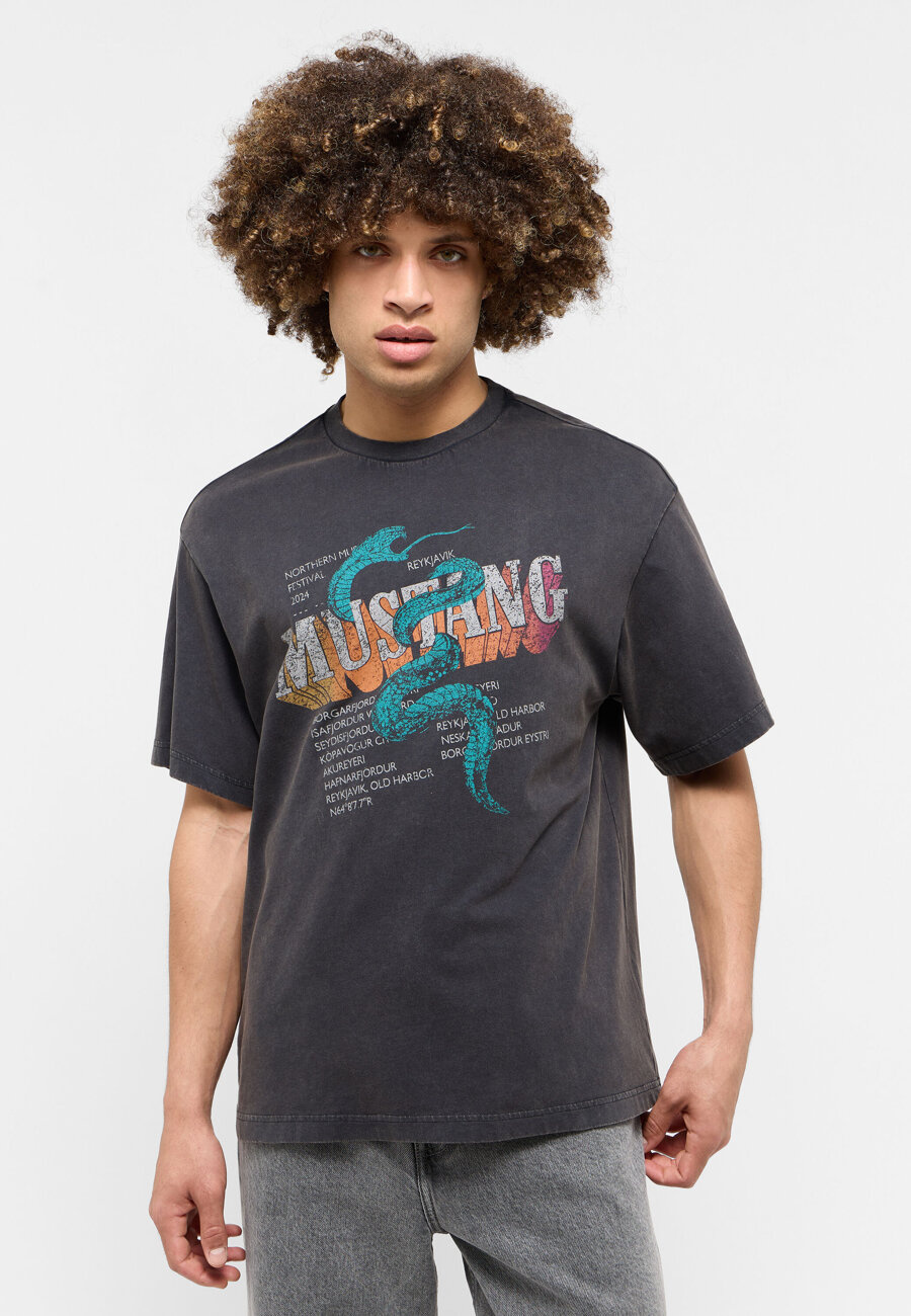 MĘSKA KOSZULKA MUSTANG T-shirt Akron Jet Black 1015658 4188