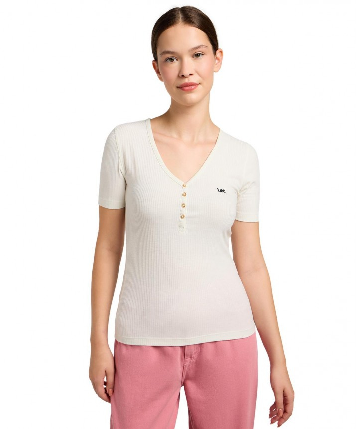 DAMSKA KOSZULKA LEE SS HENLEY ECRU 112333722