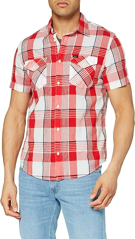 LEE SS REGULAR SHIRT MĘSKA KOSZULA MATERIAŁOWA CORE RED L66VMFMN 112116674