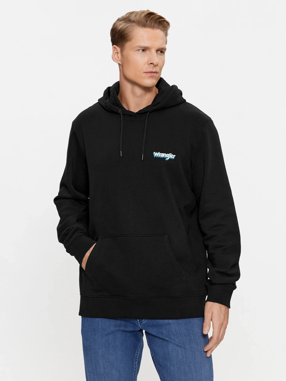 WRANGLER HOODIE MĘSKA BLUZA Z KAPTUREM WASHED BLACK 112343376 W658018282