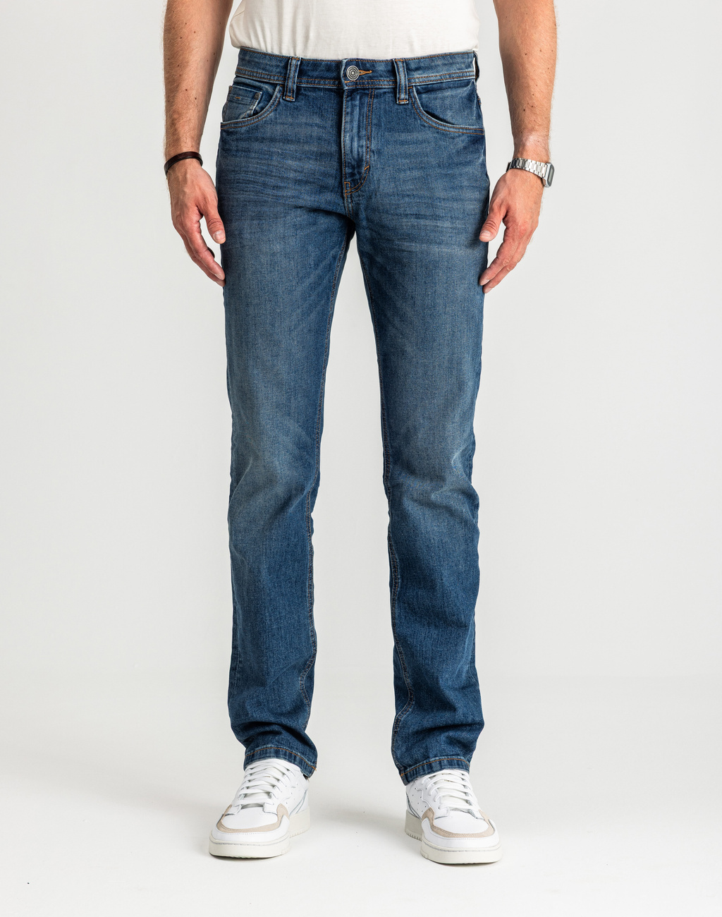 Męskie Spodnie Jeansowe Tom Tailor Marvin Used Mid Stone Proste 1007858 10119