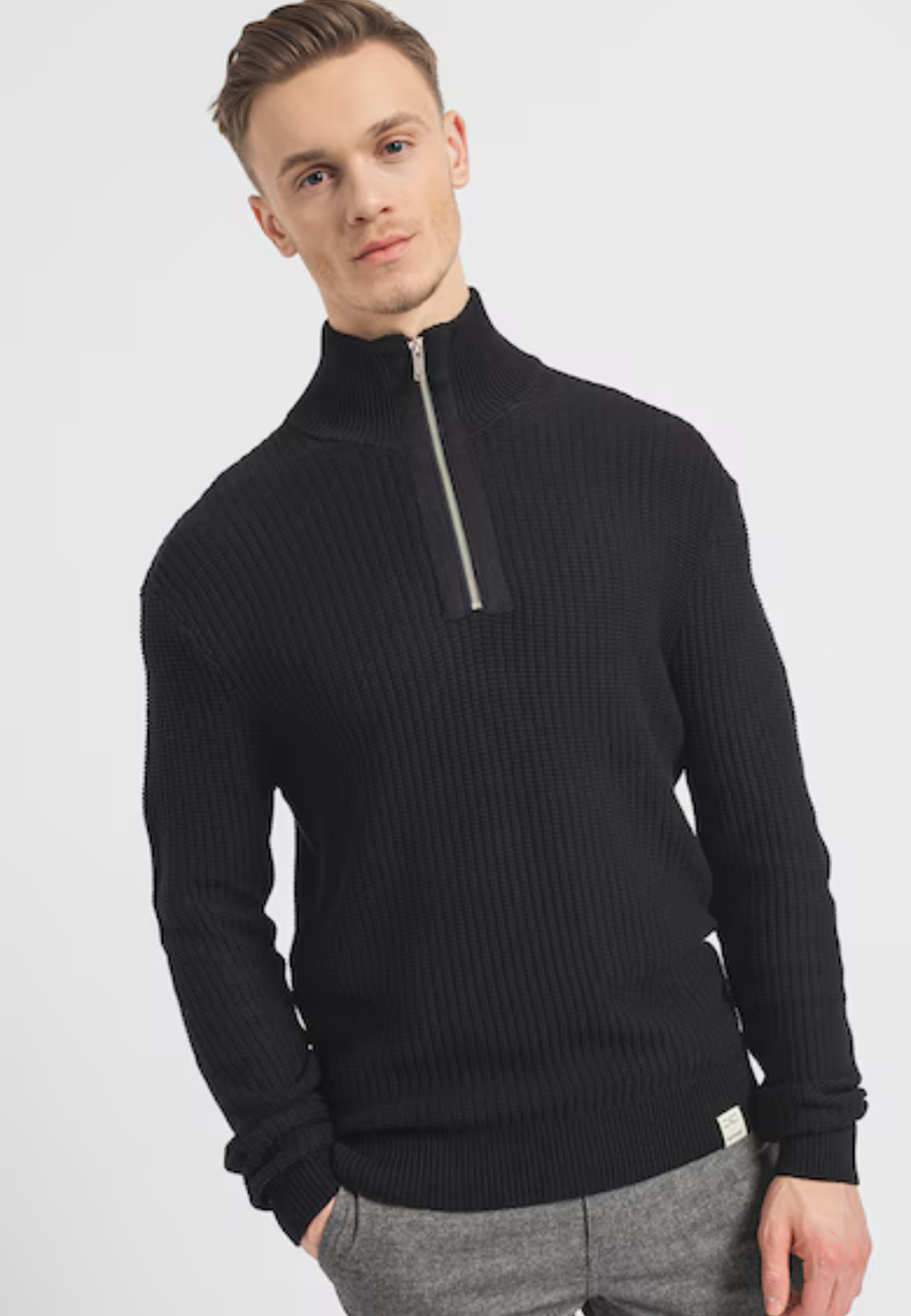 Męski Sweter Mustang Style Emil T Ziptroyer Black 1014440 4142