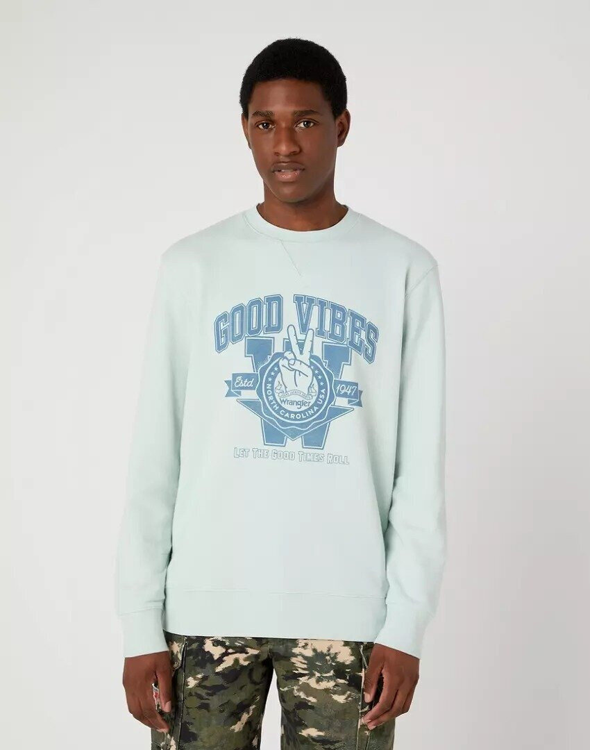 WRANGLER VARSITY MĘSKA BLUZA KLASYCZNA LOGO NADRUK CREW SURF W6G9I3X6U 112331912