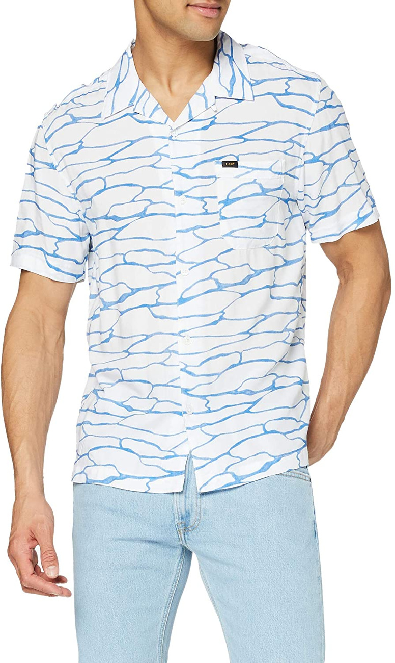 LEE SS RESORT SHIRT MĘSKA KOSZULA MATERIAŁOWA WHITE CANVAS L67PQJRR 112116926