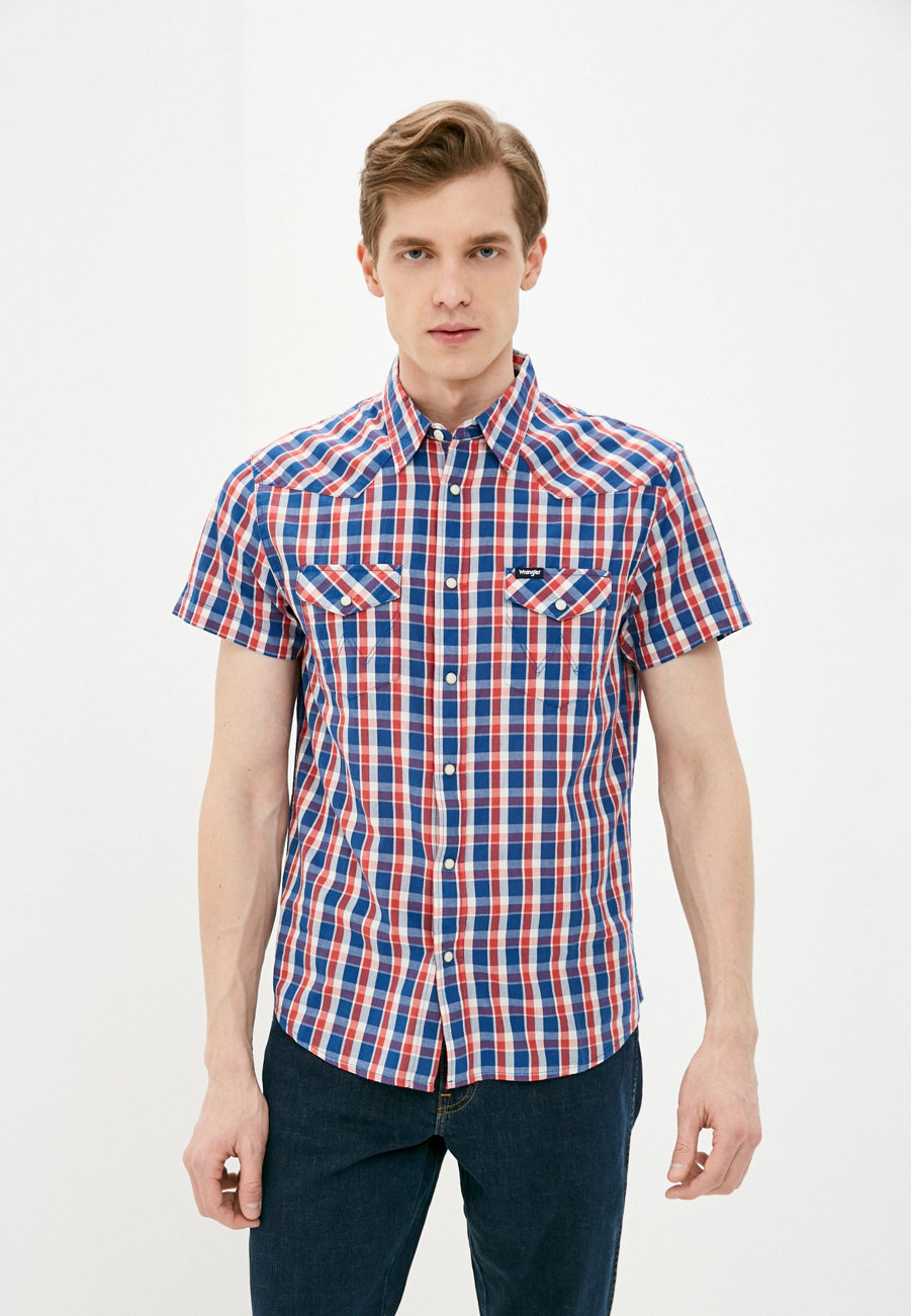 KOSZULA MĘSKA WRANGLER SS WESTERN SHIRT LIMOGES BLUE W5J04MX50 112130142